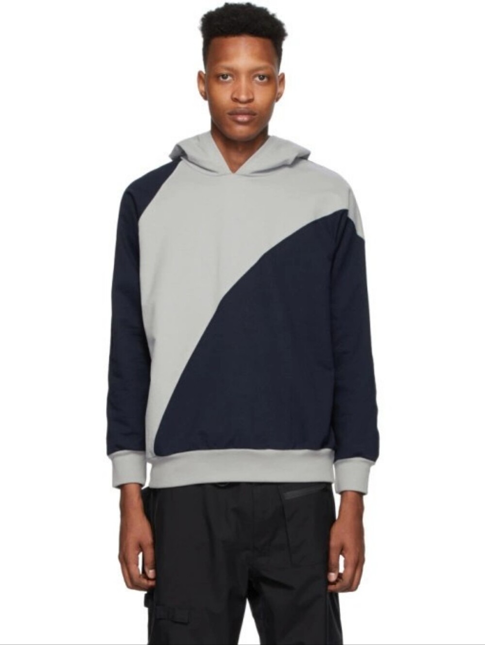 GR10K Men's Color Panel Midweight Hooded Pullover Sweatshirt